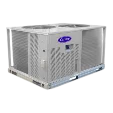 Commercial heat pump system by Carrier, featuring a robust design suitable for efficient HVAC solutions in Riverside homes.