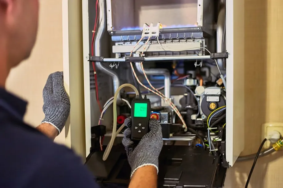 Checking furnace components with tools