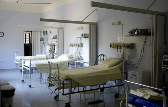 Hospital beds in a clean ward