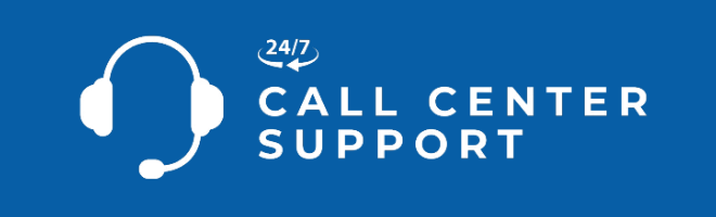 Headset icon with call center text