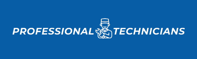Blue background technician branding logo