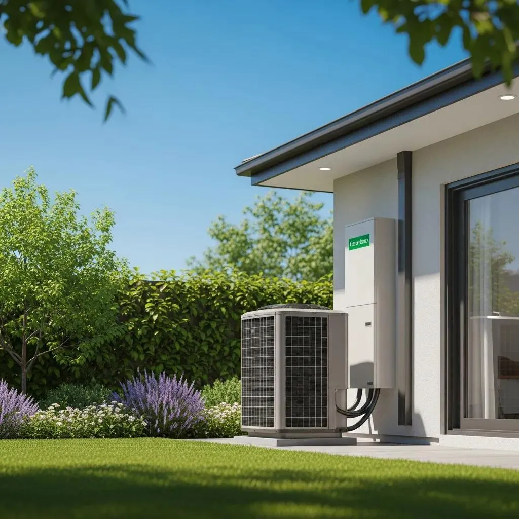 Modern house with air conditioning unit