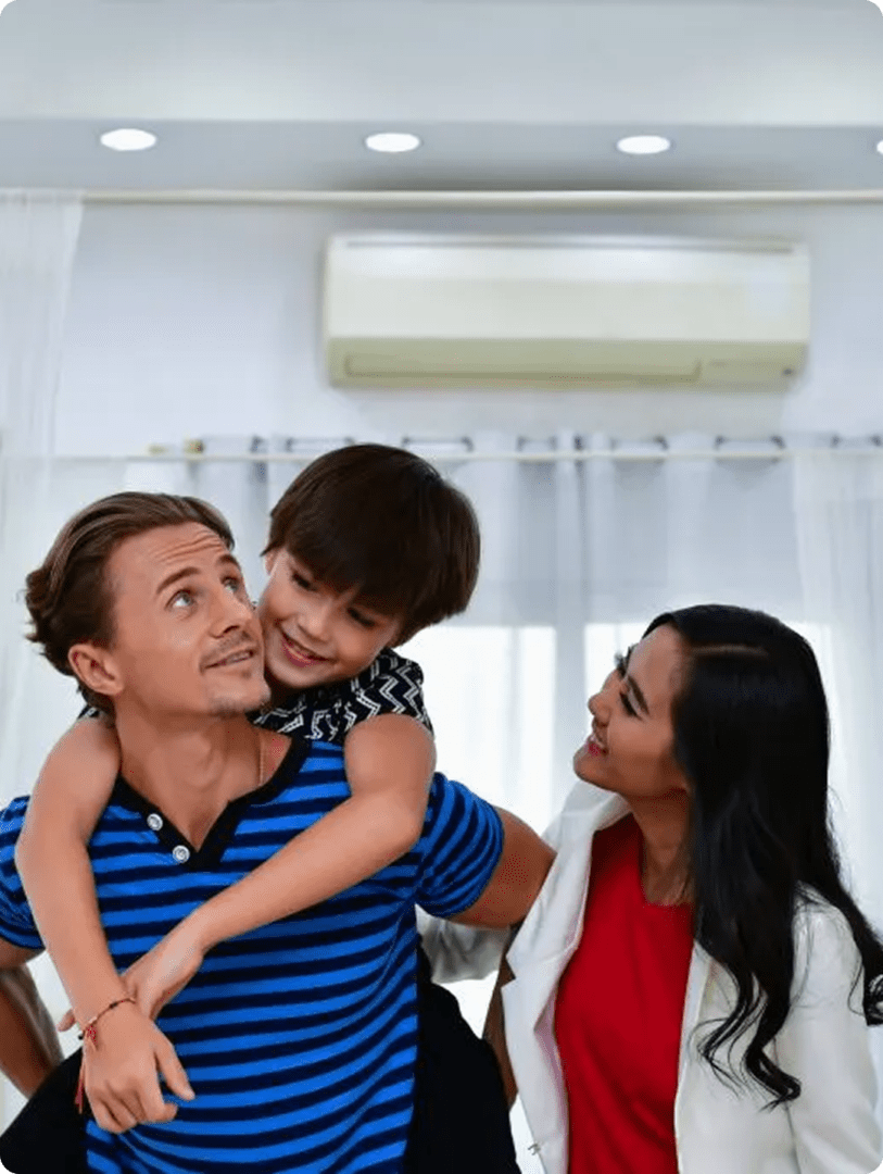Happy family time in living room