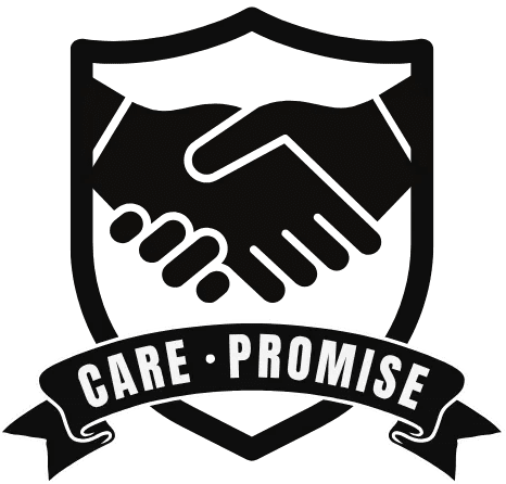 Shield logo with handshake design