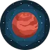 Stylized depiction of a red planet