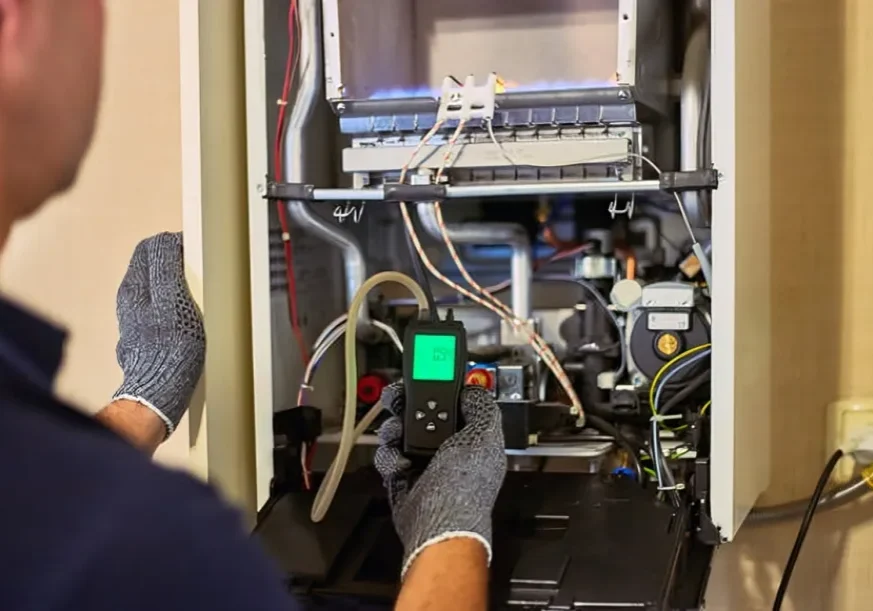 Checking furnace components with tools