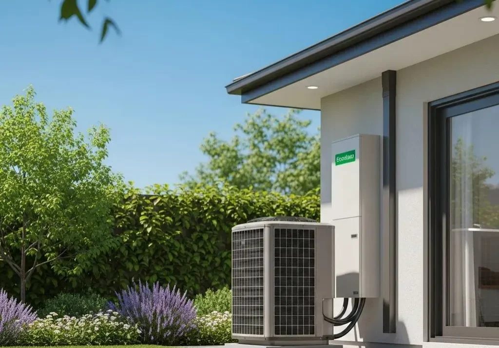 Modern house with air conditioning unit